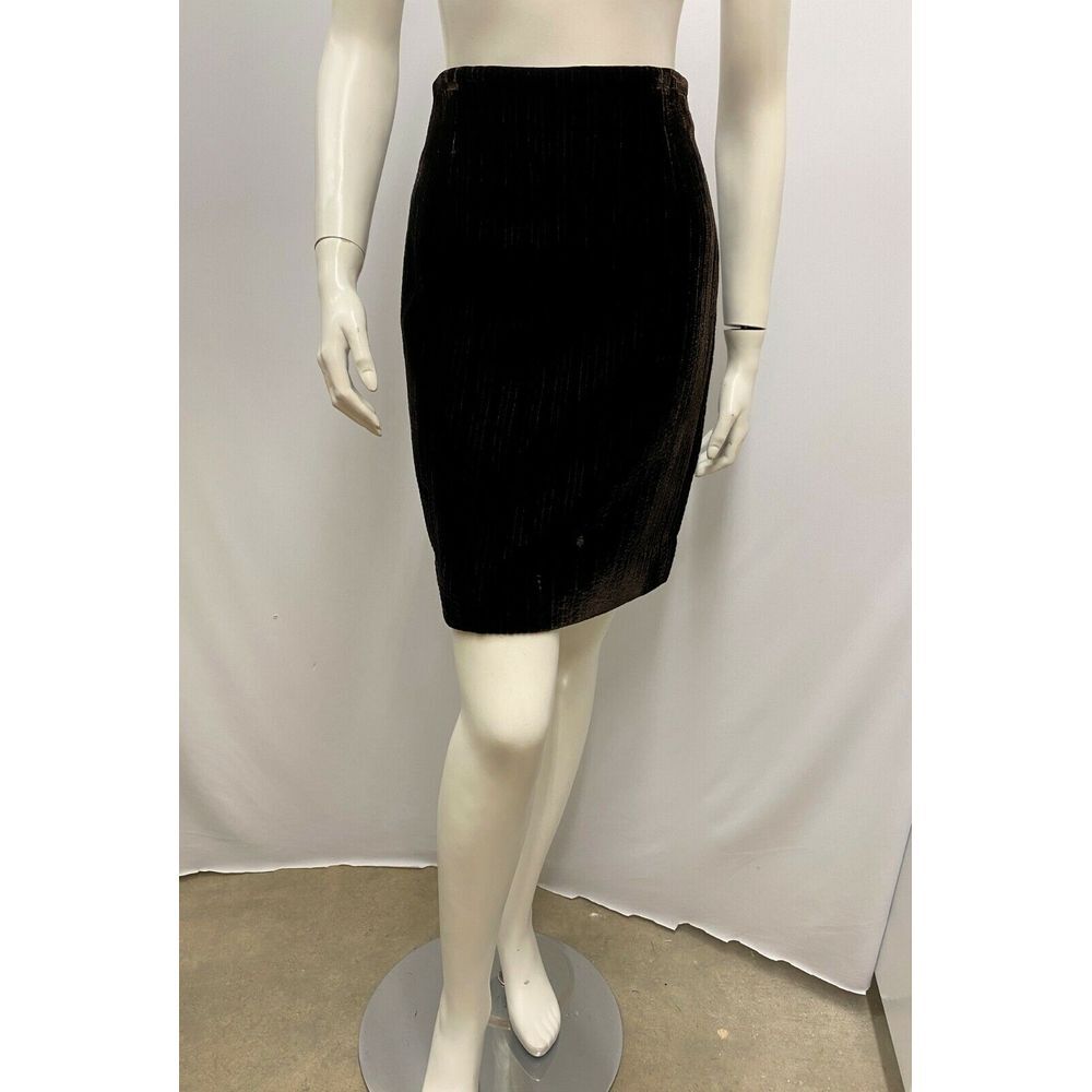 Vintage Gianfranco Ferre Velvet Skirt Dark Brown Pinstripes‎ Size 38 - Picture 3 of 6